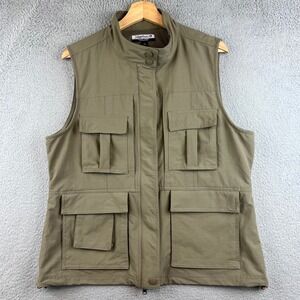 Magellans Travel Gear Mens Utility Vest Large Olive Green Multi Pocket Safari